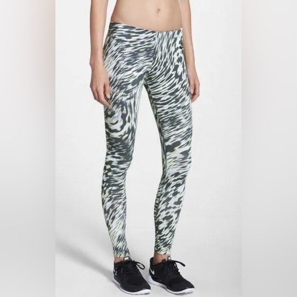 Nike Leg-A-See Windblur Leggings Grey White Yellow Size XS - Picture 1 of 14